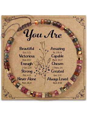 Healing Natural Stone Bracelet Inspirational Beaded Stretch Anxiety Relief Gift